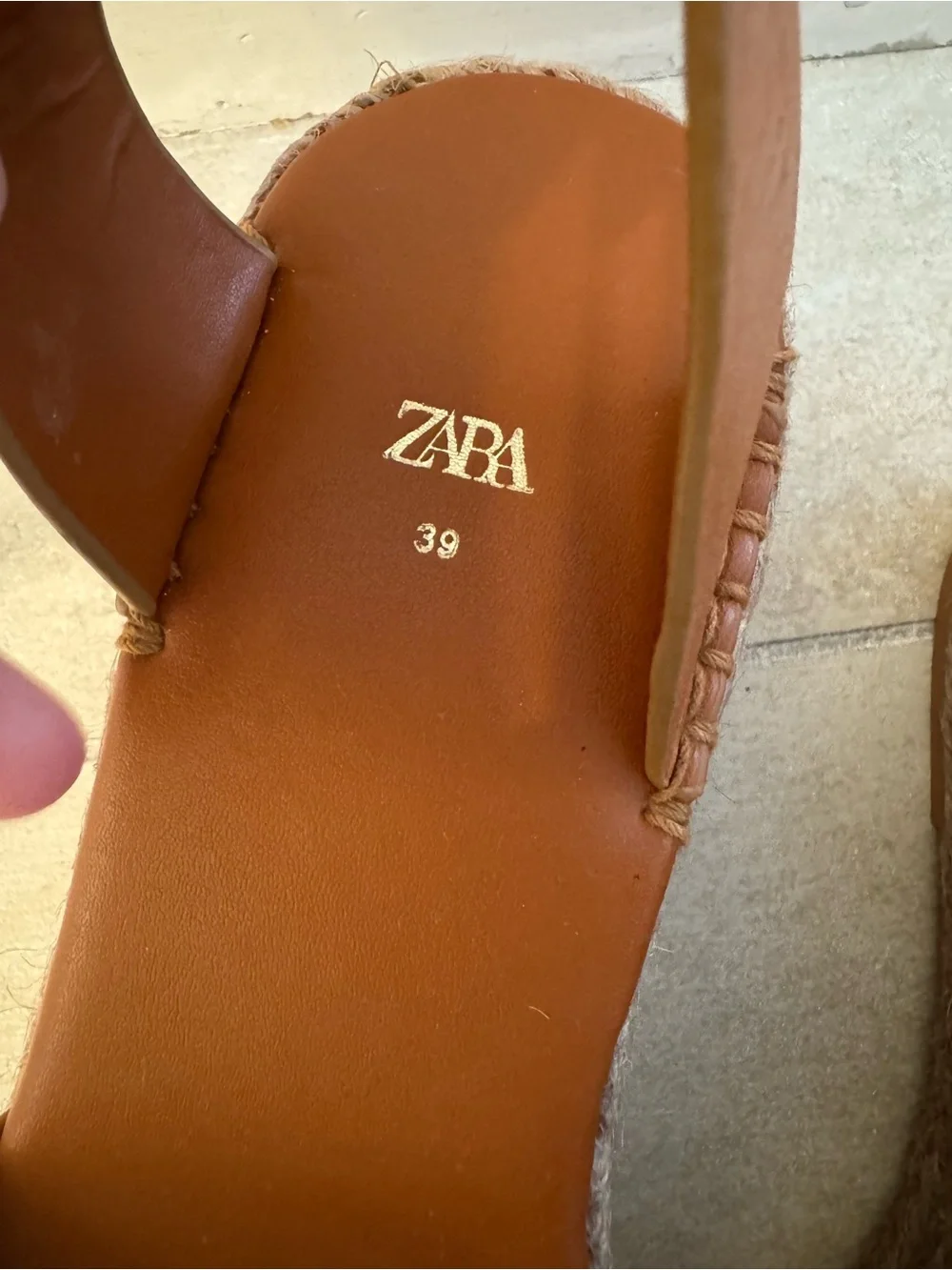 Zara Tan Leather Platform Wedge Sandals